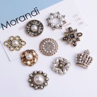 5 Pcs/Lot Rhinestone Pearl Flower Plate Diamond Button Jewelry Scarf For Hair Accessories Sewing Decorative Clothing Coat