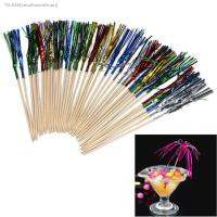 ۩❐ 40Pcs Disposable Tableware Wood Rainbow Fireworks Fruit Desserts Forks Wedding Birthday Party Cocktail Drinks Decoration