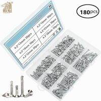 180pcs phillips flat head self drilling tapping screw kit 410 stainless steel m4.2 washer head drilling screw with screwdriver Nails Screws  Fasteners