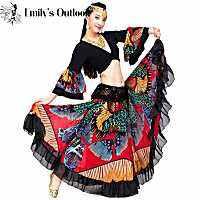 hot【DT】 Printed Gypsy Skirt Belly Clothing Costume Flamenco Shipping