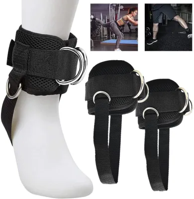 1 Pair D-ring Ankle Strap Ankle Weights for Cable Machine Fitness Home Gym Legs Glutes Abs and Hip Workouts Fits Women &amp; Men