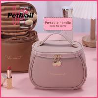 PETINAIL ที่จัดระเบียบเครื่องสำอางสำหรับเดินทางกันน้ำได้หลายช่องหนัง PU กระเป๋าเครื่องสำอางที่เปิดกว้าง