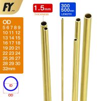 Brass pipe 1.5mm wall thickness 5-32mm OD brass tube 300mm 500mm length Straight tubing outer diameter modeling rod cutting DIY Wires Leads Adapters