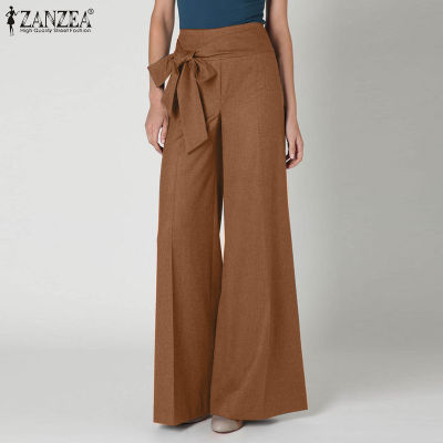 (สินค้ามาใหม่)(จัดส่งฟรี)Fancystyle ZANZEA กางเกงขาบานผู้หญิงลำลองสีพื้นกางเกงเอวยางยืดหลวมแฟชั่น #15