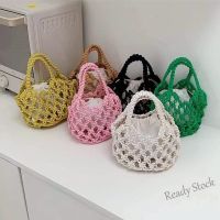 【Ready Stock】 ✻▪ C23 2 in 1 hand-woven handbag Korean INS Hollow out fishing net handbag fashion versatile mini mobile phone bag