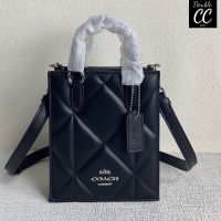 (แท้ ?%‼ from Factory) Original Leather Tote 14 Women Crossbody Sling Bag Handbag North South Mini Tote With Puffy Diamond Quilting