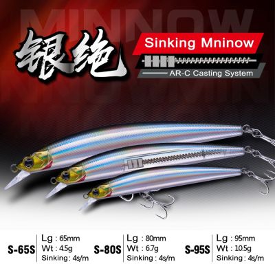 EWE New AR-C Sinking Lures Fishing 4.5/6.7/10.5g Slow Sinking Minnow 65/80/95mm Artificial Jerkbait Wobbler For Trout Pike Bass