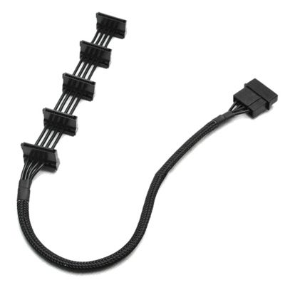 4-Pin IDE 1to 5 SATA SATA Power Cable Adapter Splitter Cables 18AWG Black Sleeved 40cm for PC Server Accessories