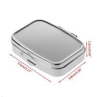 5.6x4.2cm Rectangle Shape Stainless Steel Mini Case Solid Color Silver Medicine Organizer Holder Tablet Capsule Box