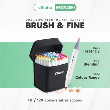 Ohuhu Alcohol Art Markers, Brush Fine Dual Tips -Honolulu Series- 48 Colors