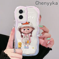 เคส Chenyyka สำหรับ OPPO A76เคส A36 A96ลายการ์ตูนน่ารักรูปเป็ดน้อยสีสันสดใสขอบคลื่นเนื้อครีมเคสโทรศัพท์โปร่งใสนิ่มกันกระแทกเคสซิลิโคนใส