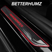 Carbon Fiber For Tesla Model 3 Y 2019-2021 Performance 4Pcs Car Door Sill Panel Cover Trim Protector Stickers Auto Accessories