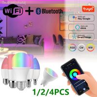 ♧ ivhefd Controle de Voz WiFi Lâmpada Inteligente Regulável Mágica LED Trabalhe com Alexa Home RGBCW GU10 C37 A60 110V 220V 1-10 Pcs