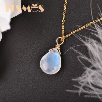 ITSMOS Natural Moonstone US 14K Gold Jewelry Chain Pendant Necklace Simple Elegant Jewelry For Women Romatic Gift