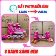 Giầy Patin Biến Hình Trẻ Em, Giày Trượt Patin 8 Bánh Sáng Đèn Fullbox