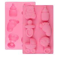 Hot 6 Cells Baby Feet and Toys Silicone Molds 3D Chocolate Sugar Candy Jelly Moulds Cupcake Party Fondant Cake Decor Tools Bread  Cake Cookie Accessor