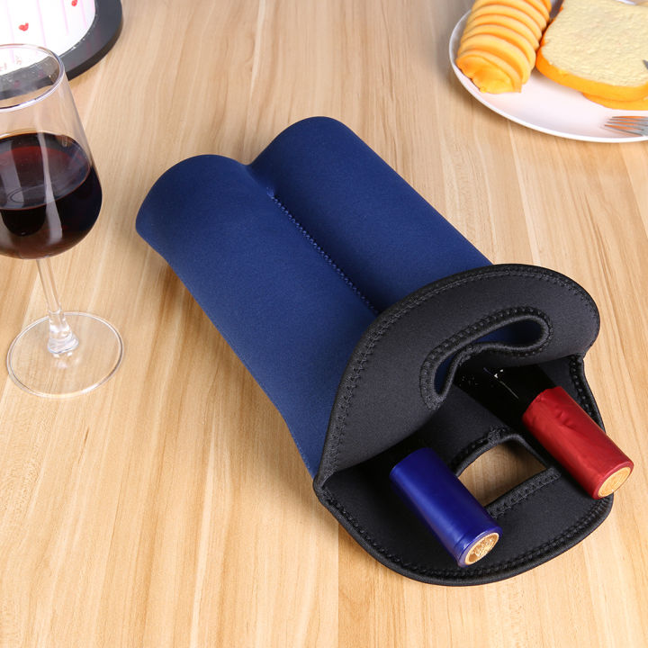 ถุงใส่ขวดไวน์มือถือกระเป๋าเก็บความเย็นกลางแจ้งห่อหุ้มด้วยฉนวนสองชั้นขวดกระเป๋าครอบป้องกัน