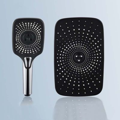 3 Modes Black Shower Head High Pressure Water Saving Rainfall Shower Set One-key Stop Water Gray  Handheld Shower Head Showerheads