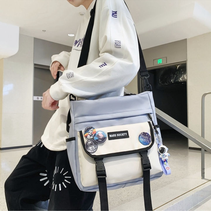 กระเป๋า-canvas-ความจุสูงผู้หญิงเทรนด์กระเป๋าสะพาย-กระเป๋าสะพายไหล่สำหรับนักศึกษาชาย-กระเป๋านักเรียนมัธยมศึกษาตอนต้น