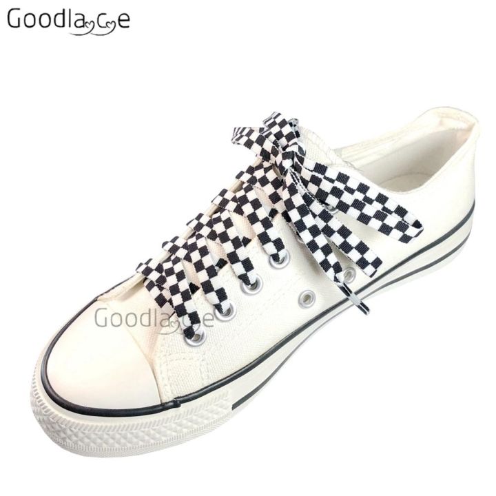flat-shoelaces-checkered-shoe-lace-for-sneaker-sport-casual-shoes-47-quot-55-quot-new