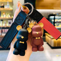 Nordic Style Bow Tie Bear Exquisite Couples Keychain Car Pendant Car Key Ring Couples Creative Cute Schoolbag Pendant