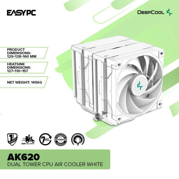 EasyPC Deepcool AK620 Dual Tower CPU Air Cooler White CPU Fan For