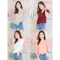 My​ top​ knitting v neck tee ไหมพรมคอวีแขนล้ำ​M​ 119 T-Shirtnista