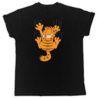 เสื้อยืดผู้ชายลาย GARFIELD SCRATCHING FUNNY ของขวัญในอุดมคติเสื้อยืดสีดำสำหรับผู้ชาย