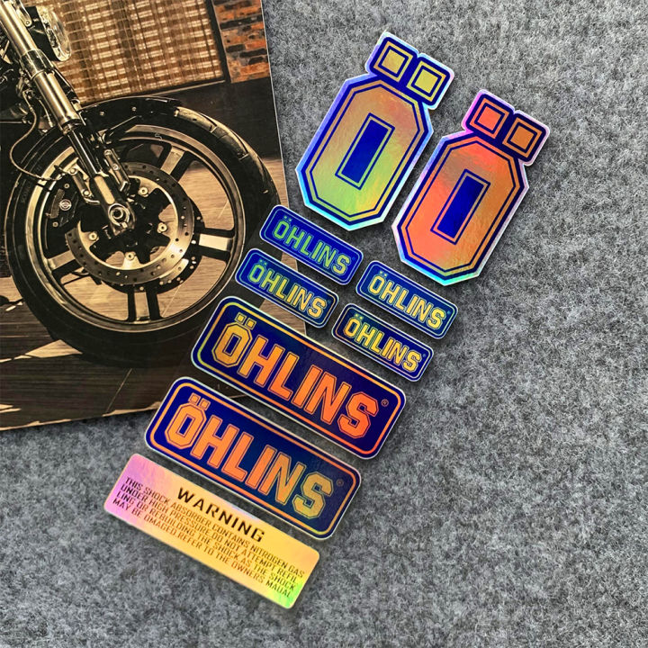 ohlins-สติ๊กเกอร์ตกแต่งโช๊คอัพสติ๊กเกอร์สะท้อนแสงสำหรับรถจักรยานยนต์-สติกเกอร์กันน้ำดัดแปลงจักรยานแข่งมอเตอร์ไซด์