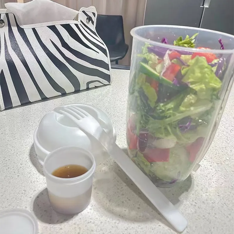 Salad Cup With Lids And Fork Portable Breakfast Cup Fresh Salad Shaker  Container Cereal Nut Yogurt Salad Cup Lunch Box Bento Box