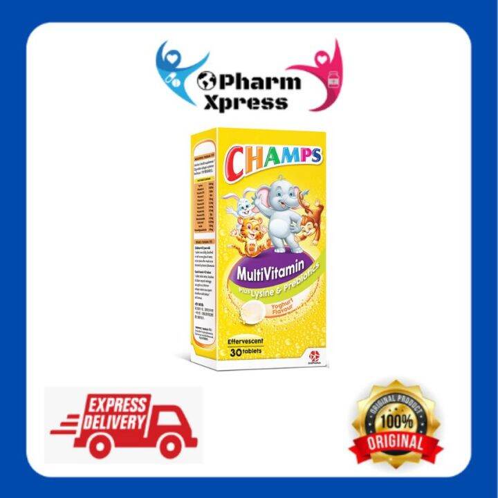 CHAMPS Multivitamin Lysine & Prebiotics Effervescent 30's (yogurt