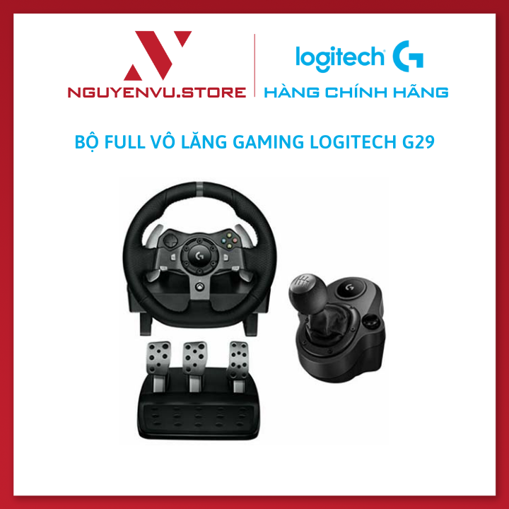 Vô lăng đua xe Logitech G29 Driving Force và bàn đạp thép không gỉ, tay lái  bọc da thủ công, phù hợp PS5, PS4, PC, Mac - Hàng Chính Hãng 