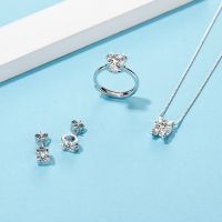 【lz】☾❄❈  Zhanhao dubai conjuntos de jóias de prata moissanite diamante conjunto 925 prata esterlina casamento anéis noivado pingente brincos