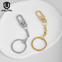 WUTA gantungan kunci kosong gantungan kunci Aksesori tas DIY liontin kunci Carabiner memanjat cincin kunci fob Stainless Steel