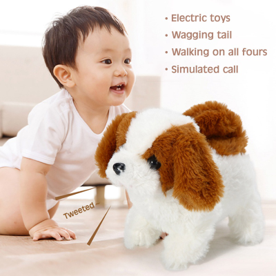 Electronic Simulation Robot Dog Smart Walking Barking Wagging Electric Plush Toy Teddy Robot Dog Child Toy Puppy For Birthday New Year Christmas Gift