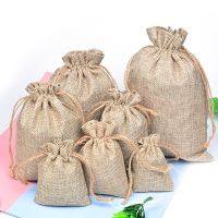 Vintage Retro Drawstring Jute Burlap Bags Christmas Halloween Wedding Birthday Party Festival Supplies Candy Chocolate Gift Bags Gift Wrapping  Bags