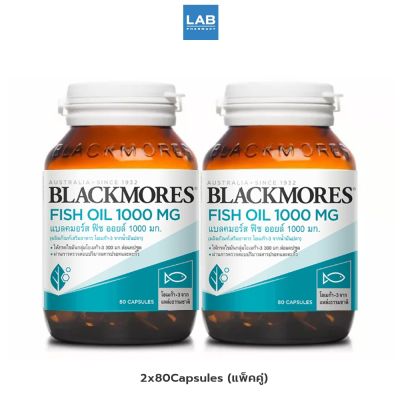 Blackmores Fish Oil 1000 mg. 2x80 Capsules (Twin pack) แบลคมอร์ส ฟิช ออยล์ 1000 มก. ผลิตภัณฑ์เสริมอาหาร โอเมก้า-3 จากน้ำมันปลา 2x80 แคปซูล (แพ็คคู่)