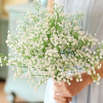 White Gypsophila Artificial Flowers Mini Heads Wedding DIY Bouquet Decoration Plastic Flower for DIY Babys Breath Wreath Supply