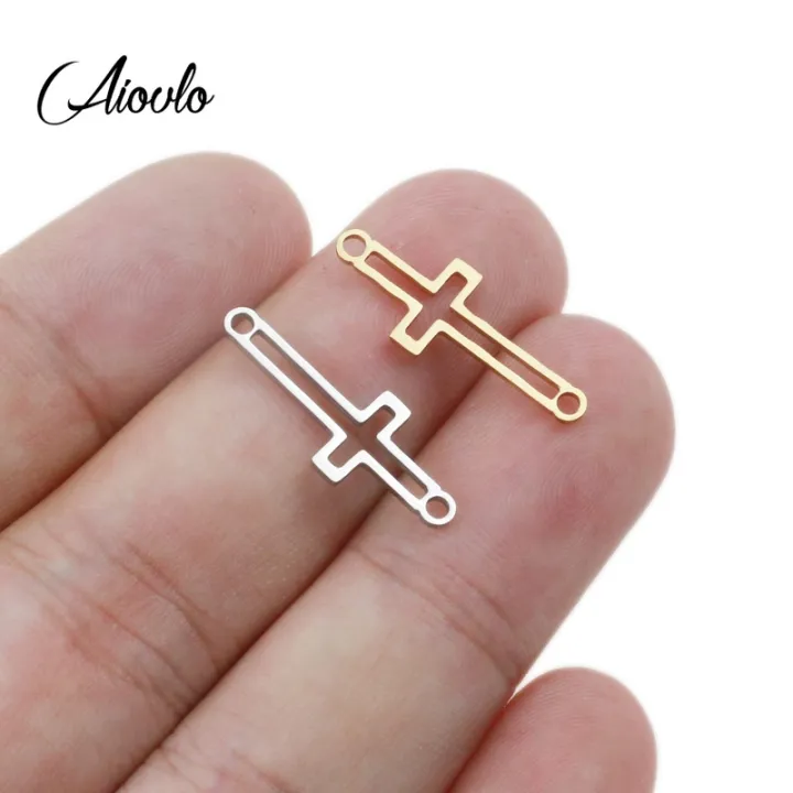 aiovlo-5pcs-lot-stainless-steel-hollow-cross-bracelet-connectors-bracelet-charms-pendant-diy-earring-jewelry-making-accessories