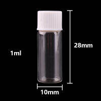 10*28mm 1ml Mini Transparent Glass Bottles with White Plastic Screw Cap Tiny Jar Vials DIY Craft