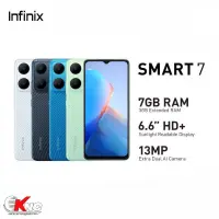 Infinix SMART 7 4+64GB (เพิ่มแรมได้สูงสุด 7GB) |หน้าจอใหญ่ 6.6 HD+ | กล้อง 13MP  Extra Clear AI | แบตเตอรี่ 5000 mAH เครื่องศูนย์แท้ มีสินค้าพร้อมส่ง