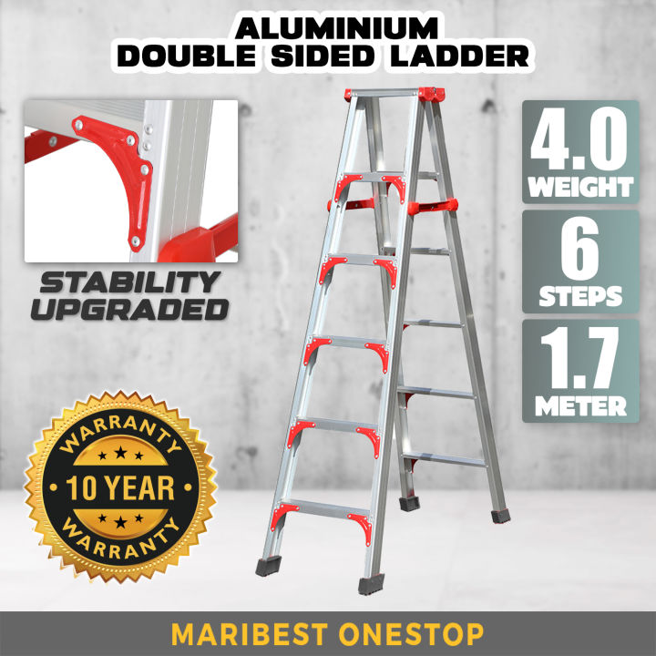 6 Step Ladderman Heavy Duty Aluminium Double Sided Ladder Multi Purpose Ladder Foldable Tangga