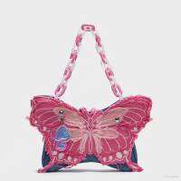 Creative Cowboy Butterfly Chain Shoulder Bag Crossbody Bag Dopamine Underarm Bag fashion versatile large capacity