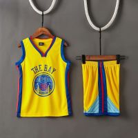 Top-quality NBA Basketball Jersey Golden State Warriors Jersey 30 CURRY Jersey Yellow Children Basketball Jersey pants full Suit