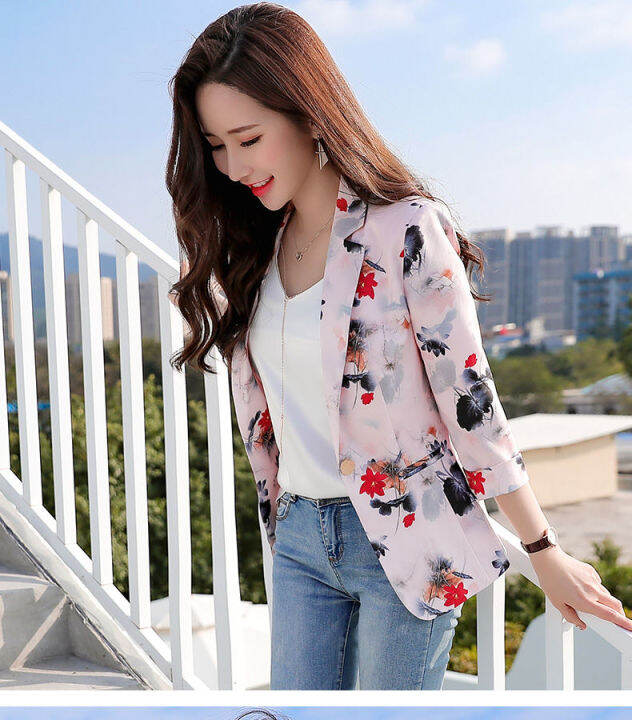 เสื้อโค้ทผู้หญิงแบบบางมีลายใหม่-เสื้อโค้ทลำลองสไตล์เกาหลีเข้าได้กับทุกชุดเสื้อโค้ทสั้นสำหรับผู้หญิง