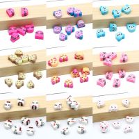 20/50/100pcs/lot Flat Colored Cat Head Polymer Clay Beads Loose Beads For Jewelry Making DIY Earring Bracelets Necklace Supplies Beads