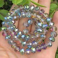 hotx【DT】 Plated Austria Glass Beaded Faceted Rondelle Loose Spacer Beads Jewelry Making Diy