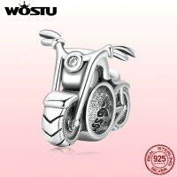 WOSTU 925 Sterling Silver Vintage Motorcycle Charm Cool Motorbike Charm for celet Women DIY Fashion Jewelry Gift FNC533