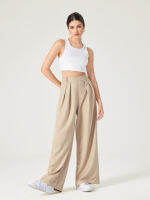 Cider Solid Texture Pleated Wide Leg Trousers กางเกงขายาวผู้หญิง กางเกงแฟชั่นผญ ลุคทำงาน ลุคสตรีท