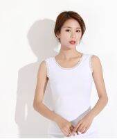 [A LIKE] FashionTank Tops WomenO-Neck Cotton Tanks Stretch Sleeveless Tee ShirtKoreaSoft Bottoming Tops